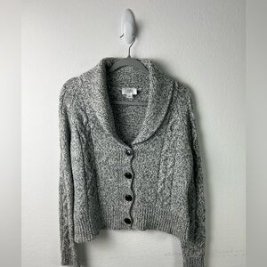 Loft Wool Blend Gray Marble Cardigan Size Large